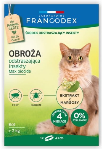 Przejdź do produktu Francodex Obroża odstraszająca insekty dla kotów od 2kg 43cm [FR179170]