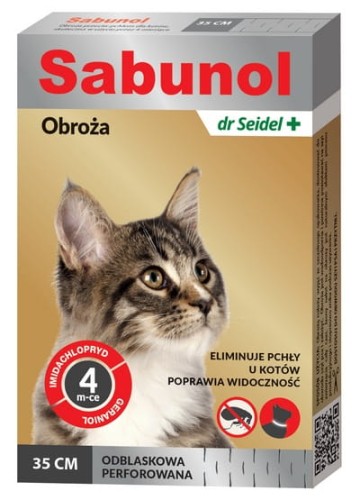 Przejdź do produktu Sabunol Obroża przeciw pchłom dla kota odblaskowa 35cm