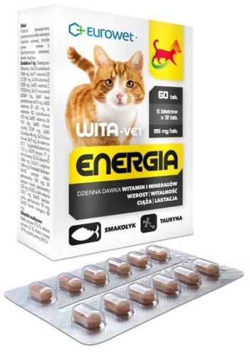 Przejdź do produktu Wita-Vet Kot Energia Junior + Adult 60tabl