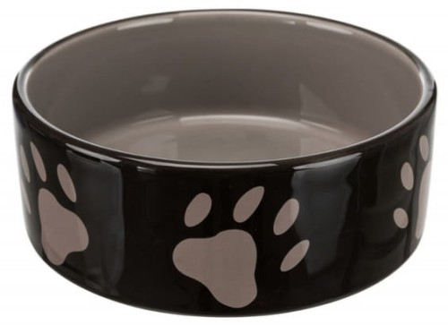 Przejdź do produktu Trixie Miska ceramiczna czarna w szare łapki 0,3L/12cm [TX-24531]