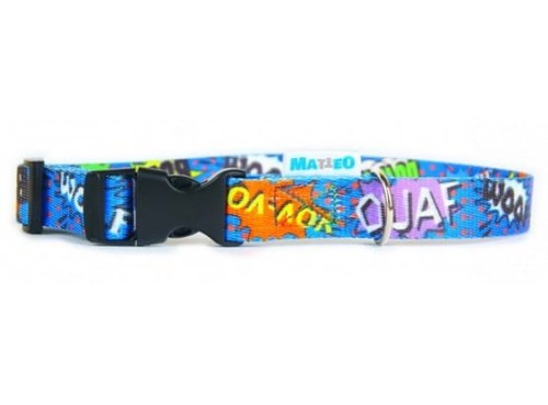 Przejdź do produktu Matteo Obroża Klamra Plastikowa 25mm graffiti niebieskie