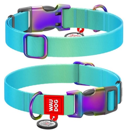 Przejdź do produktu Collar WauDog Recycled Obroża nylonowa z QR-paszportem, gradient M 20mm x 28-40cm niebieski