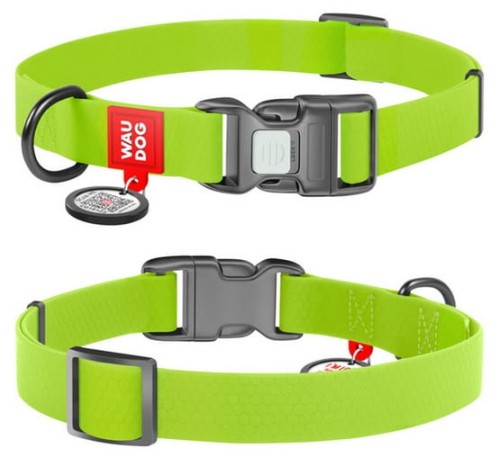 Przejdź do produktu Collar Waterproof Obroża wodoodporna z QR-paszportem, plastikowy fastex, L 25mm/33-49cm jasnozielona