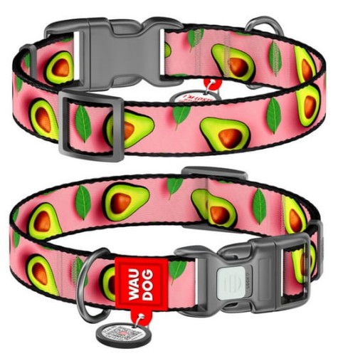 Przejdź do produktu Collar WauDog Nylon Obroża nylonowa z QR-paszportem, plastikowy fastex, wzór AWOKADO NA RÓŻU, M 20mm/28-40cm