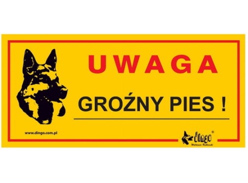 Przejdź do produktu Dingo Tabliczka ostrzegawcza "Uwaga groźny pies!"