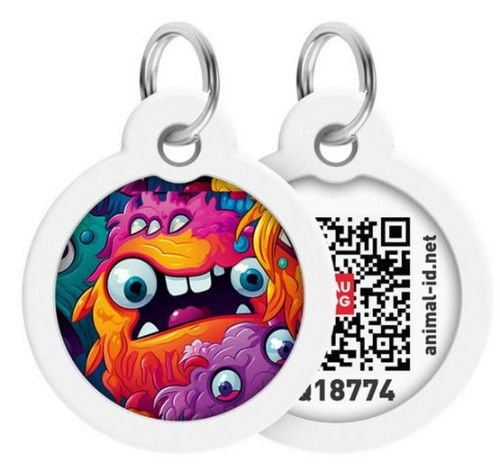Przejdź do produktu Collar WauDog Smart ID Zawieszka z QR-paszportem okrągła 3cm zębate potwory