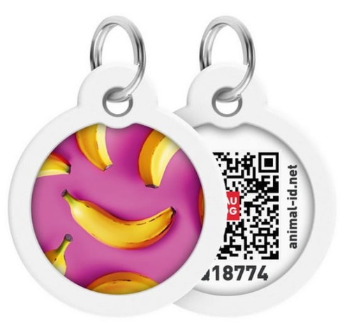Przejdź do produktu Collar WauDog Smart ID Zawieszka z QR-paszportem okrągła 3cm banany na różu