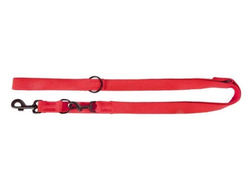 Przejdź do produktu Dingo Smycz taśma przedłużana z taśmy bawełnianej 1,6cm/120-220cm czerwona