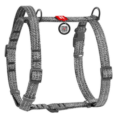 Przejdź do produktu Collar WauDog Re-Cotton Szelki z rączką z regenerowanej bawełny anatomiczne w kształcie litery H, odblaskowe z QR-paszportem, plastikowy fastex, L szare