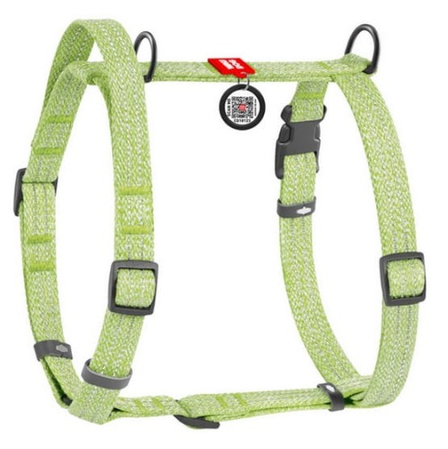 Przejdź do produktu Collar WauDog Re-Cotton Szelki z rączką z regenerowanej bawełny anatomiczne w kształcie litery H, odblaskowe z QR-paszportem, plastikowy fastex, L jasnozielone
