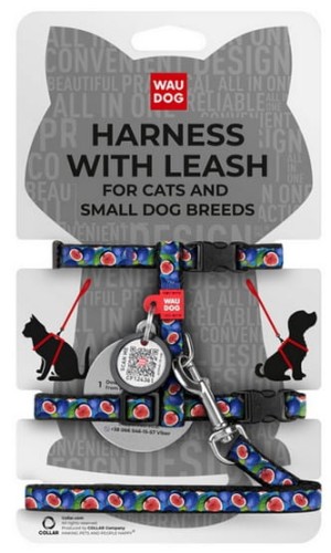 Przejdź do produktu Collar WauDog Nylon Szelki ze smyczą nylonowe anatomiczne w kształcie litery H, z QR-paszportem, plastikowy fastex, wzór FIGA, rozmiar XS