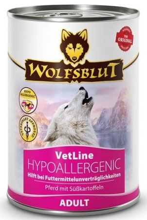 Wolfsblut Dog VetLine Hypoallergenic - konina i bataty puszka 395g – monobiałkowa karma weterynaryjna dla psa (przy nietolerancjach pokarmowych i alergiach)