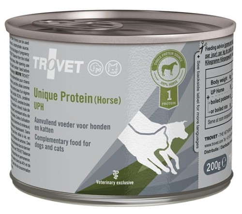Przejdź do produktu Trovet Unique Protein UPH Konina puszka 200g - monobiałkowa karma weterynaryjna dla psa i kota