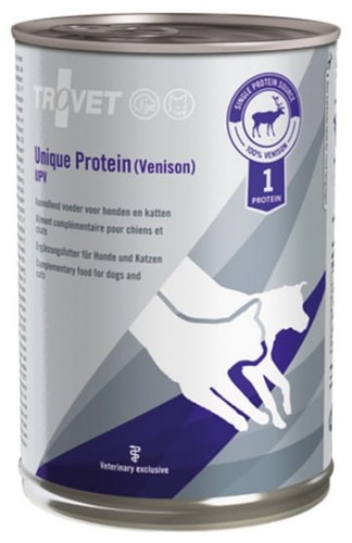 Przejdź do produktu Trovet Unique Protein UPV Dziczyzna puszka 400g - monobiałkowa karma weterynaryjna dla psa i kota