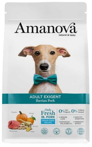 Przejdź do produktu Amanova Dog Adult Exigent Iberian Pork - wieprzowina 10kg - monobiałkowa karma sucha dla psa