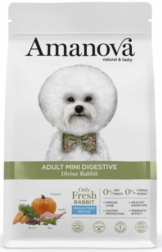 Przejdź do produktu Amanova Dog Adult Mini Digestive Divine Rabbit - królik 7kg - monobiałkowa karma sucha dla psa