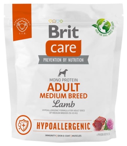 Przejdź do produktu Brit Care Hypoallergenic Adult Medium Lamb 1kg - monobiałkowa karma sucha dla psa