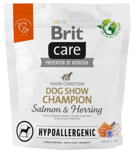 Przejdź do produktu Brit Care Hypoallergenic Dog Show Champion Salmon & Herring 1kg - karma sucha dla psa