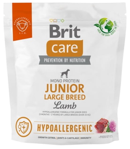 Przejdź do produktu Brit Care Hypoallergenic Junior Large Lamb 1kg - karma sucha dla psa