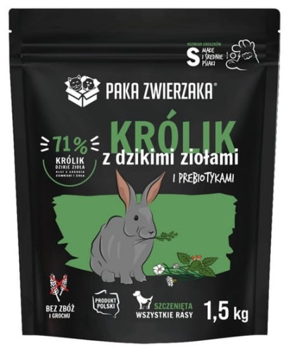 Przejdź do produktu Paka Zwierzaka Seventh Heaven Królik z dzikimi ziołami Puppy S 1,5kg - monobiałkowa karma sucha dla psa