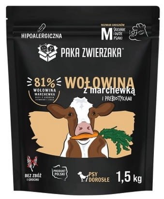 Przejdź do produktu Paka Zwierzaka Seventh Heaven Wołowina z marchewką M 1,5kg - monobiałkowa karma sucha dla psa