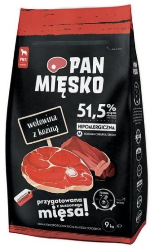 Przejdź do produktu Pan Mięsko - wołowina i kozina chrupki M 9kg - karma sucha dla psa
