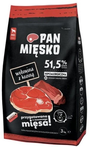 Przejdź do produktu Pan Mięsko - wołowina i kozina chrupki M 3kg - karma sucha dla psa