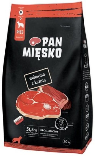 Przejdź do produktu Pan Mięsko - wołowina i kozina chrupki M 20kg - karma sucha dla psa