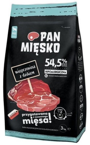 Przejdź do produktu Pan Mięsko - wieprzowina i dzik chrupki XL 3kg - karma sucha dla psa