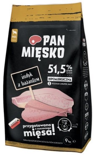 Przejdź do produktu Pan Mięsko - indyk i bażant chrupki S 9kg - karma sucha dla psa