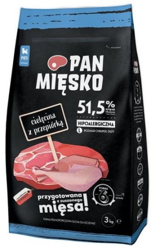 Przejdź do produktu Pan Mięsko - cielęcina i przepiórka chrupki L 3kg - karma sucha dla szczeniąt