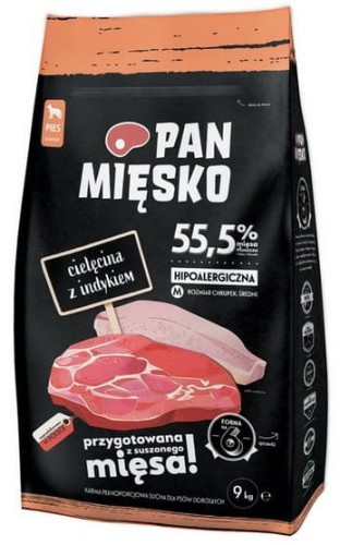 Przejdź do produktu Pan Mięsko - cielęcina i indyk chrupki M 9kg - karma sucha dla psa