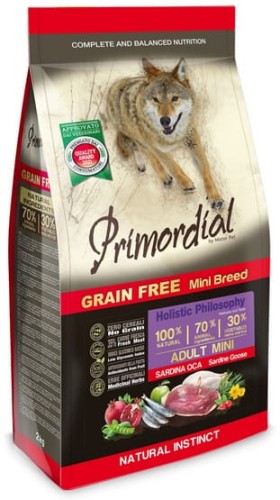 Przejdź do produktu Primordial Dog Grain Free Mini Adult Sardine & Goose – Sardynki i Gęś 6kg - karma sucha dla psa