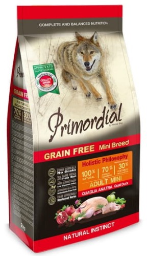 Przejdź do produktu Primordial Dog Grain Free Mini Adult Quail & Duck – Przepiórka i Kaczka 6kg - karma sucha dla psa