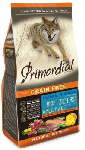 Przejdź do produktu Primordial Dog Grain Free Adult Trout & Duck – Pstrąg i Kaczka 2kg - karma sucha dla psa