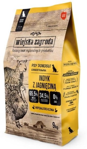 Przejdź do produktu Wiejska Zagroda Indyk z jagnięciną 9kg – karma sucha dla psa