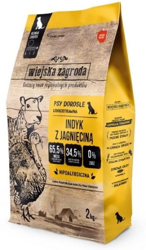 Przejdź do produktu Wiejska Zagroda Indyk z jagnięciną 2kg – karma sucha dla psa