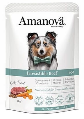 Przejdź do produktu Amanova Dog Adult Irresistible Beef - wołowina saszetka 300g [P02] - karma mokra dla psa
