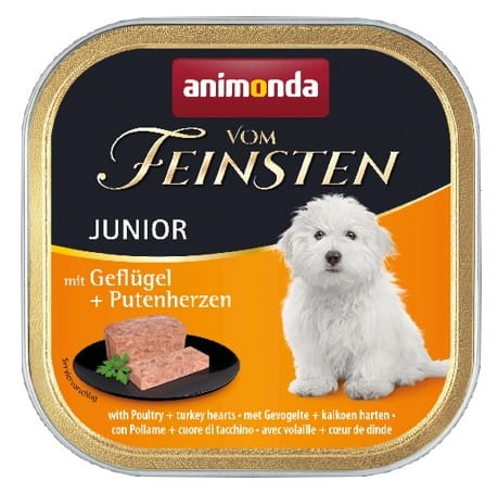 Przejdź do produktu Animonda vom Feinsten Dog Junior Drób i Serca Indyka 150g - karma mokra dla psa