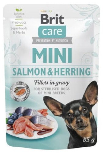 Przejdź do produktu Brit Care Dog Mini Salmon & Herring Sterilised saszetka 85g - karma mokra dla psa