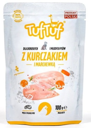 Przejdź do produktu TUF TUF Kurczak z marchewką dla psa saszetka 100g - karma mokra dla psa