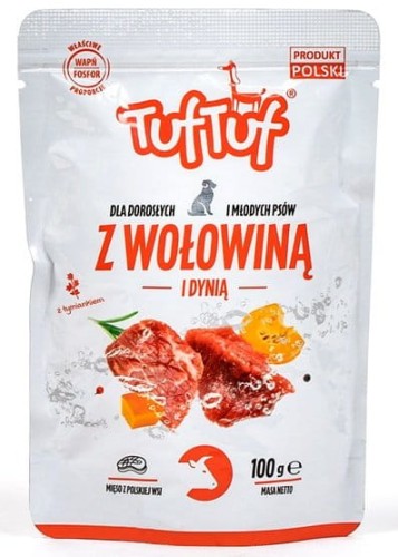 Przejdź do produktu TUF TUF Wołowina z dynią i ziemniakami dla psa saszetka 100g - karma mokra dla psa