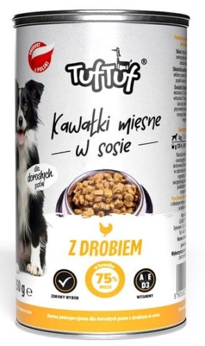 Przejdź do produktu TUF TUF Kawałki mięsne z drobiem dla psa puszka 415g - karma mokra dla psa