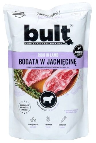Przejdź do produktu Bult Mielonka bogata w jagnięcinę saszetka 500g - karma mokra dla psa