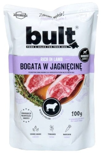 Przejdź do produktu Bult Mielonka bogata w jagnięcinę saszetka 100g - karma mokra dla psa