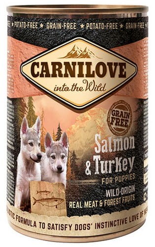 Przejdź do produktu Carnilove Dog Wild Meat Salmon & Turkey Puppy - łosoś i indyk puszka 400g - karma mokra dla psa