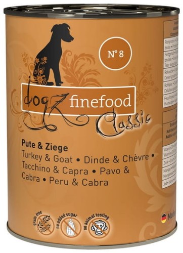 Przejdź do produktu Dogz Finefood Classic N.08 Indyk i koza puszka 400g - karma mokra dla psa