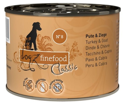 Przejdź do produktu Dogz Finefood Classic N.08 Indyk i koza puszka 200g - karma mokra dla psa