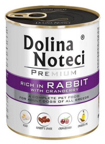 Przejdź do produktu Dolina Noteci Premium Królik i żurawina puszka 800g - karma mokra dla psa