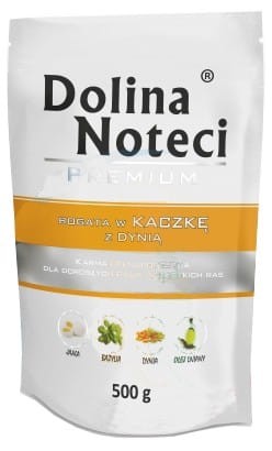 Przejdź do produktu Dolina Noteci Premium Kaczka i dynia saszetka 500g - karma mokra dla psa